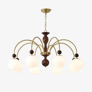 Lustra Suspension Lampe Globe en Noyer et Laiton Vintage