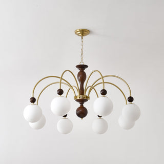 Lustra Suspension Lampe Globe en Noyer et Laiton Vintage
