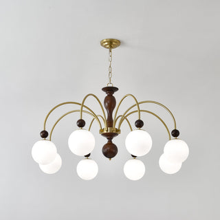 Lustra Suspension Lampe Globe en Noyer et Laiton Vintage