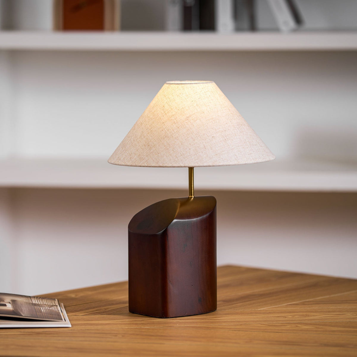 Halene Lampe de Table en Bois Et Tissu