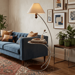 Aria Curved Shelf Floor Lamp-Neutral Decor