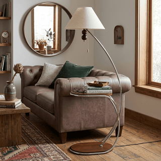 Aria Curved Shelf Floor Lamp-Neutral Decor