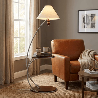Aria Curved Shelf Floor Lamp-Neutral Decor
