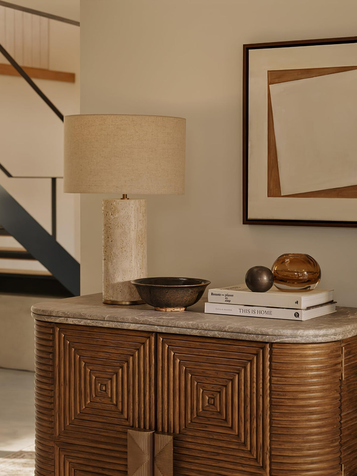 Vonoryra Lampe de Table en Travertin
