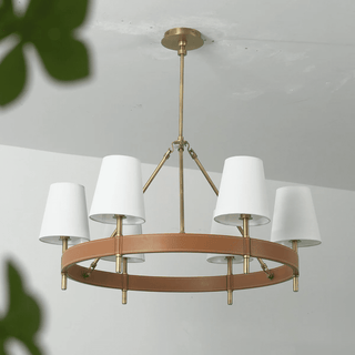 Arianna Leather Chandelier-Neutral Decor