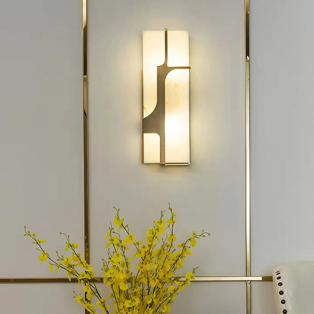 Ariel Wall Lamp Alabaster & Brass Elegance-Neutral Decor