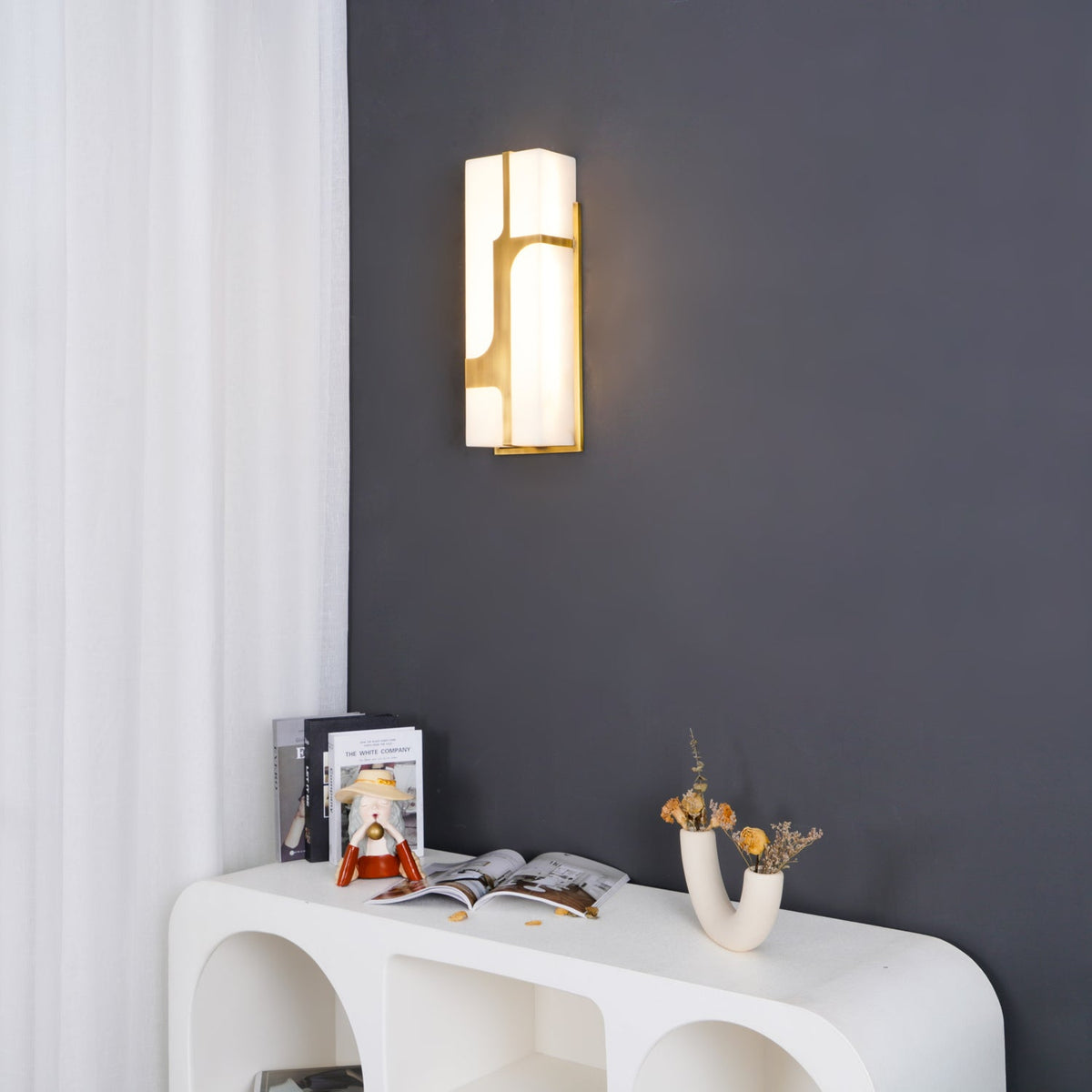 Ariel Wall Lamp Alabaster & Brass Elegance-Neutral Decor