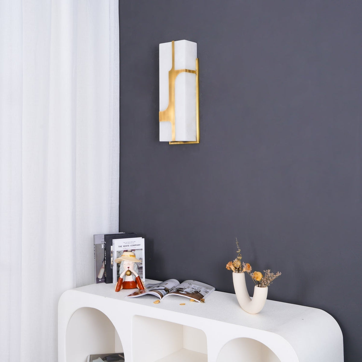Ariel Wall Lamp Alabaster & Brass Elegance-Neutral Decor