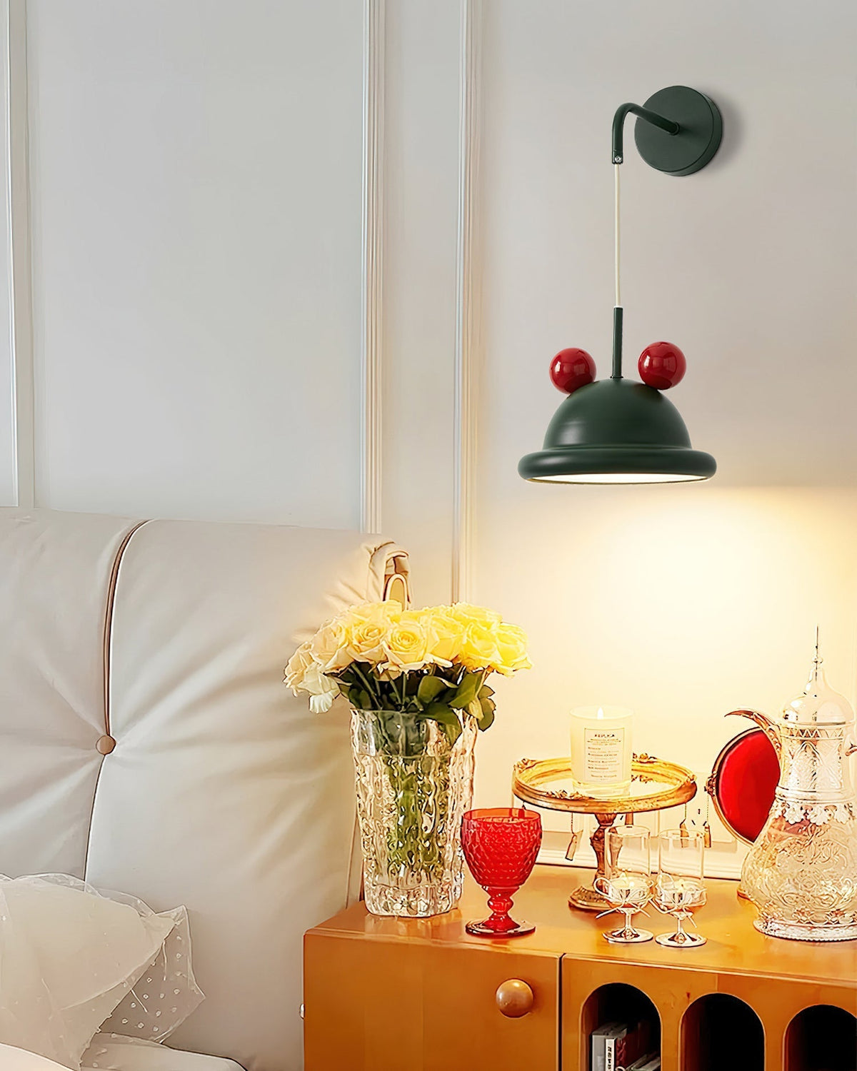 Detail shot highlighting the metal and acrylic materials of the lamp.