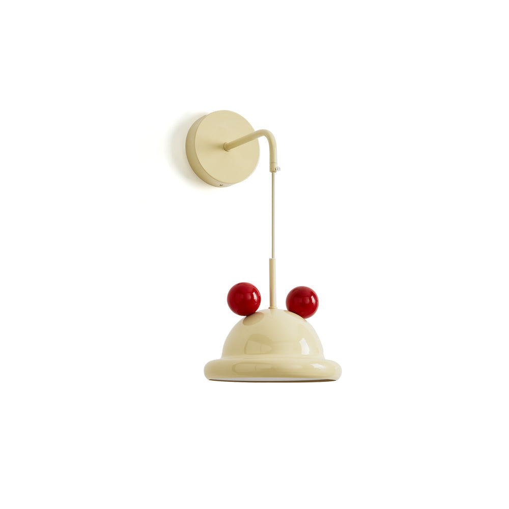 Aries Wall Lamp in cream and red finish against a neutral wall.