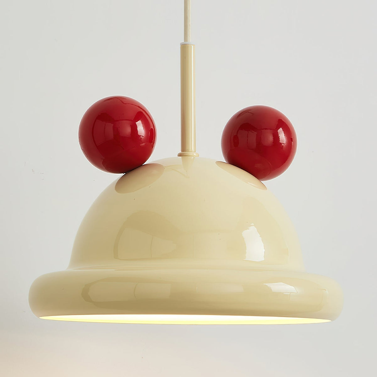 Lifestyle image featuring the lamp in a stylish bedroom.