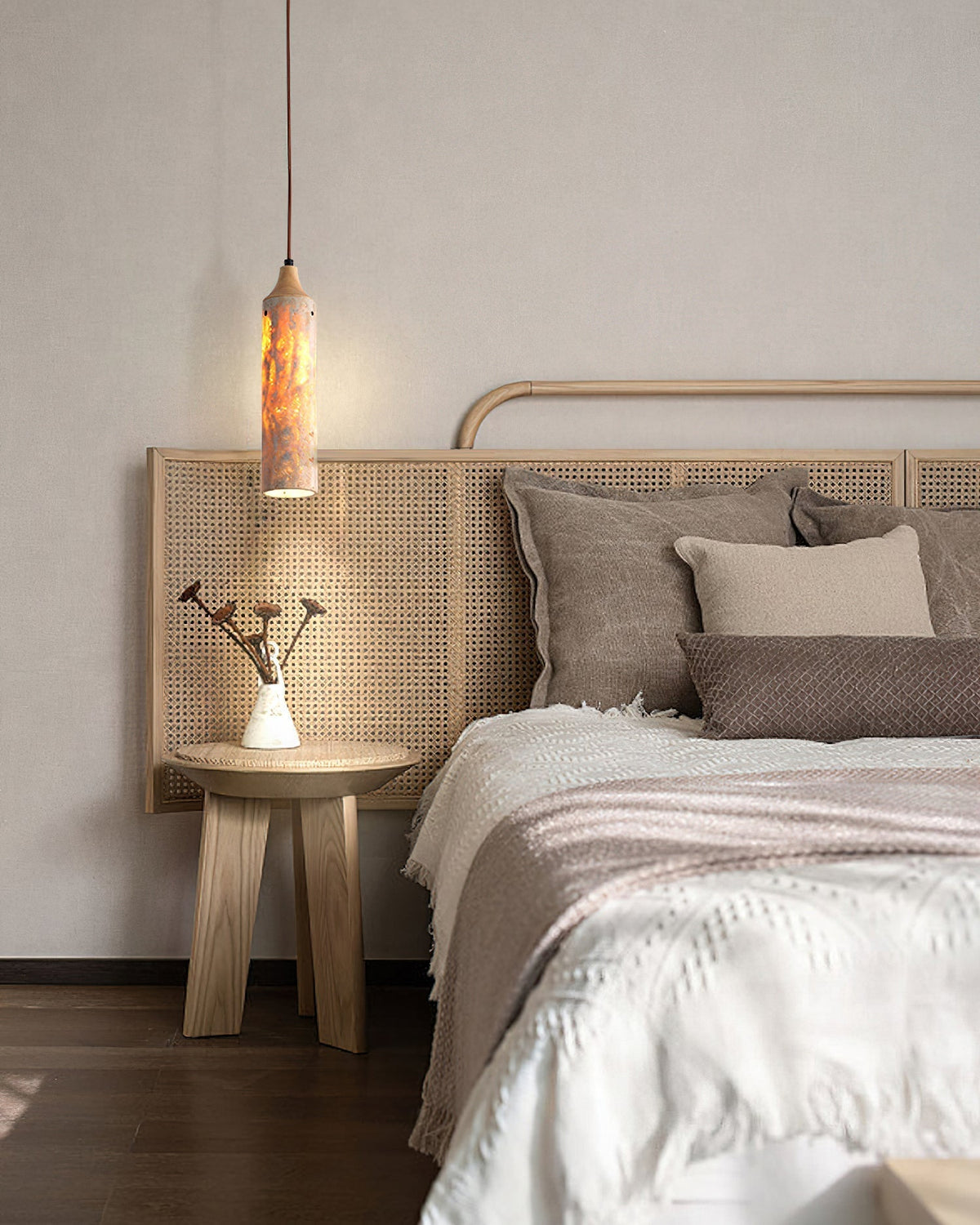 Detail shot of the wood accent on the Arlene Pendant Lamp.