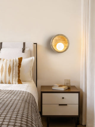 Arlo Travertine Wall Light-Neutral Decor