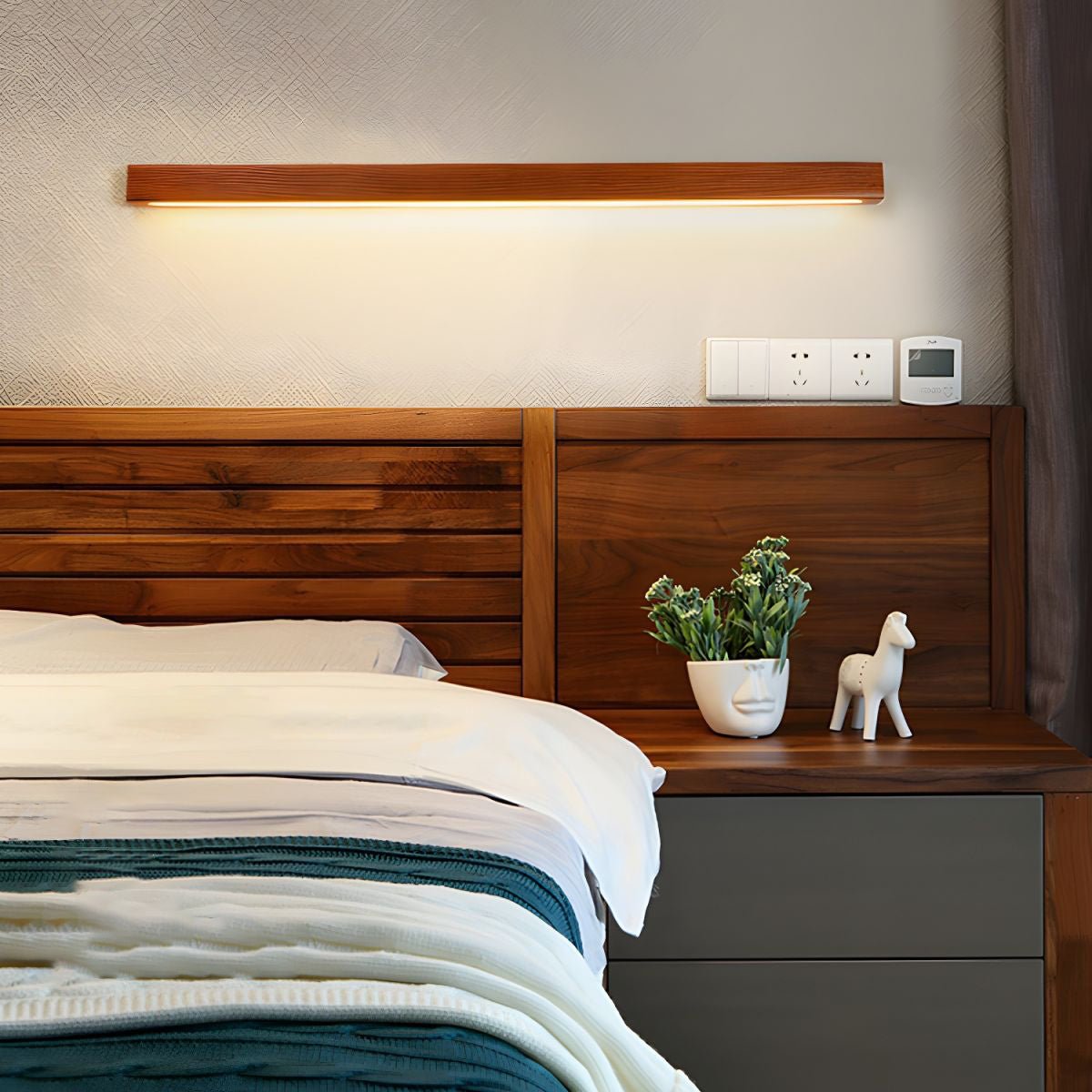 Seveny Applique Murale Linéaire Bois et LED Design Minimaliste-Cielum