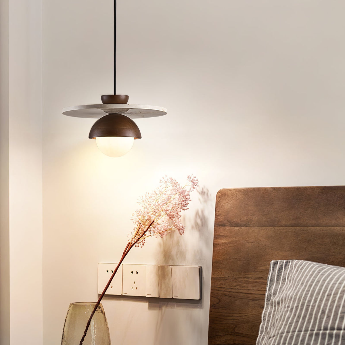 Edriel Travertin Verre Pendentif Lumière Design