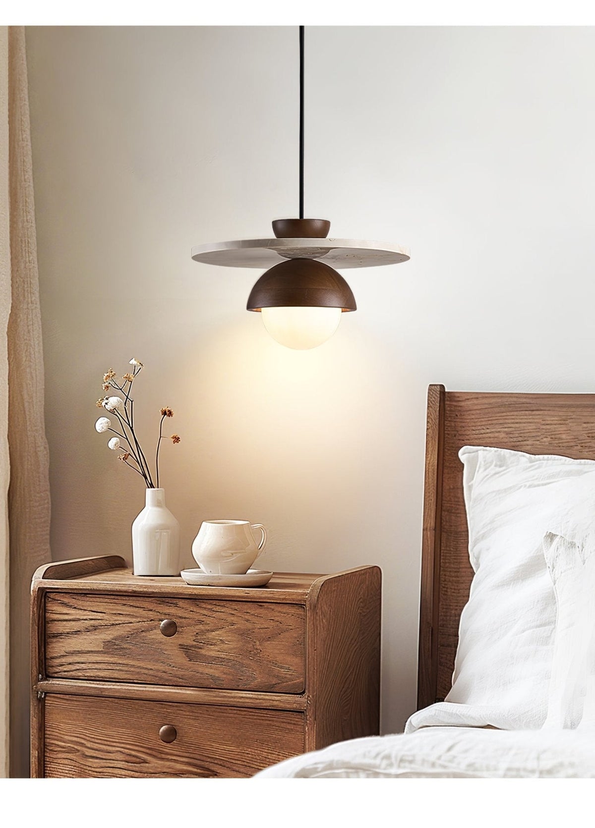 Edriel Travertin Verre Pendentif Lumière Design