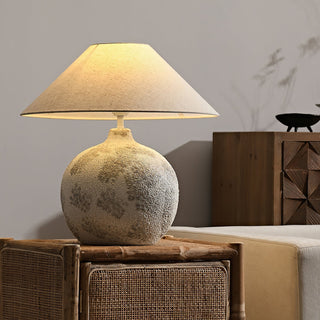 Riona Lampe de Table en Tissu Naturel Et Céramique