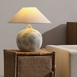 Riona Lampe de Table en Tissu Naturel Et Céramique