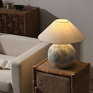 Riona Lampe de Table en Tissu Naturel Et Céramique