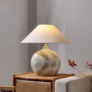 Riona Lampe de Table en Tissu Naturel Et Céramique