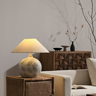 Riona Lampe de Table en Tissu Naturel Et Céramique