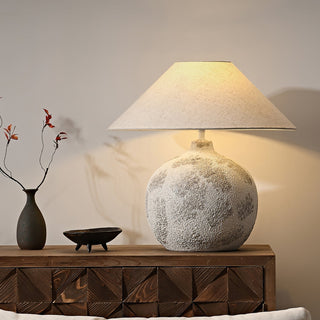Riona Lampe de Table en Tissu Naturel Et Céramique