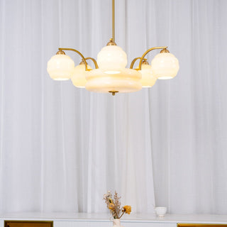 Lustra Lustre Art Déco Vintage avec Abat-jour en Verre