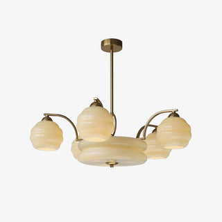 Lustra Lustre Art Déco Vintage avec Abat-jour en Verre