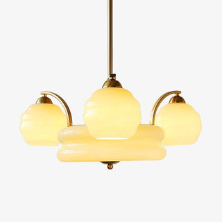 Lustra Lustre Art Déco Vintage avec Abat-jour en Verre