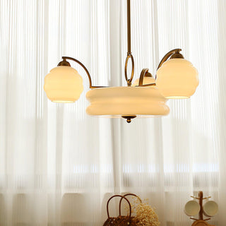 Lustra Lustre Art Déco Vintage avec Abat-jour en Verre