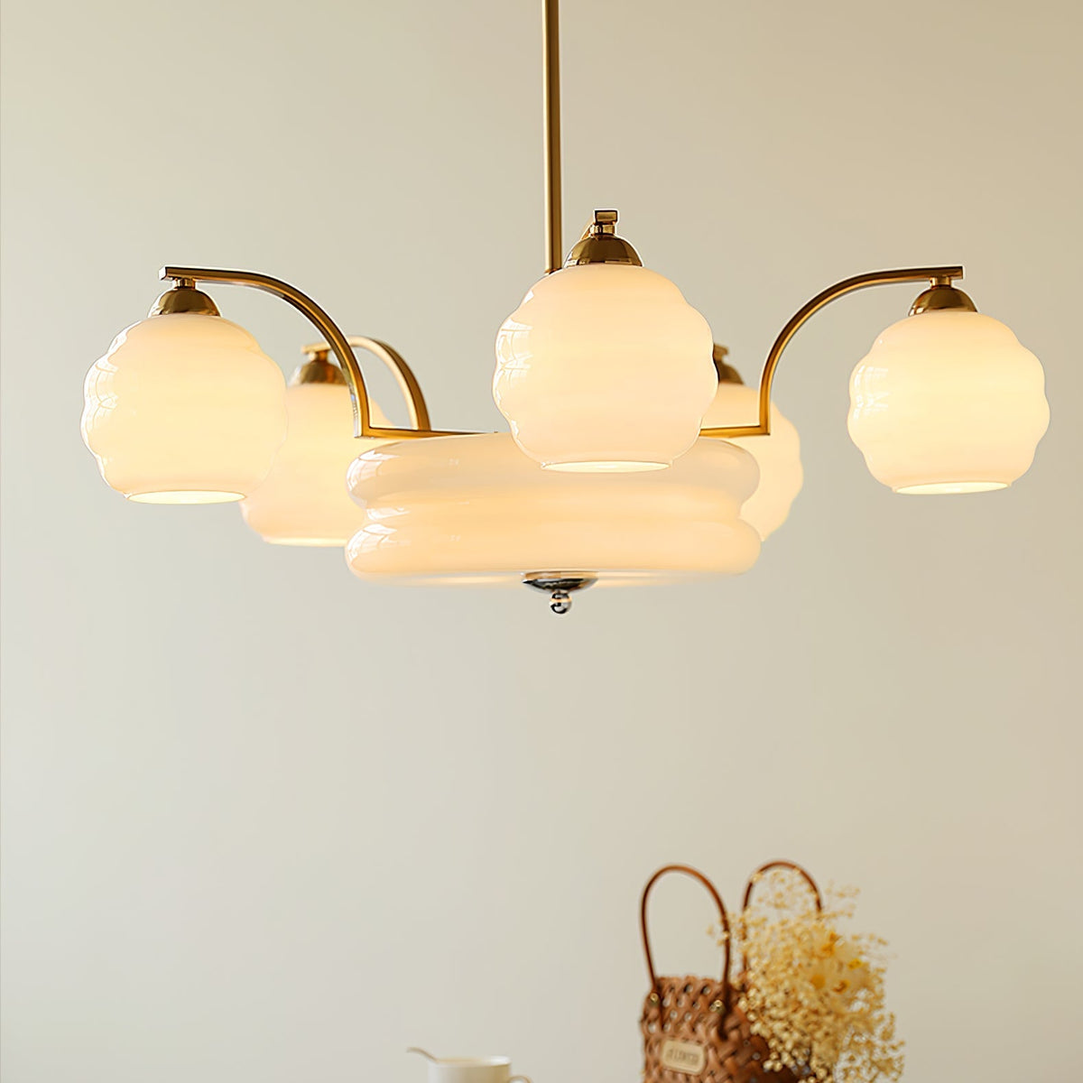 Eviona Lustre Art Déco Vintage avec Abat-jour en Verre