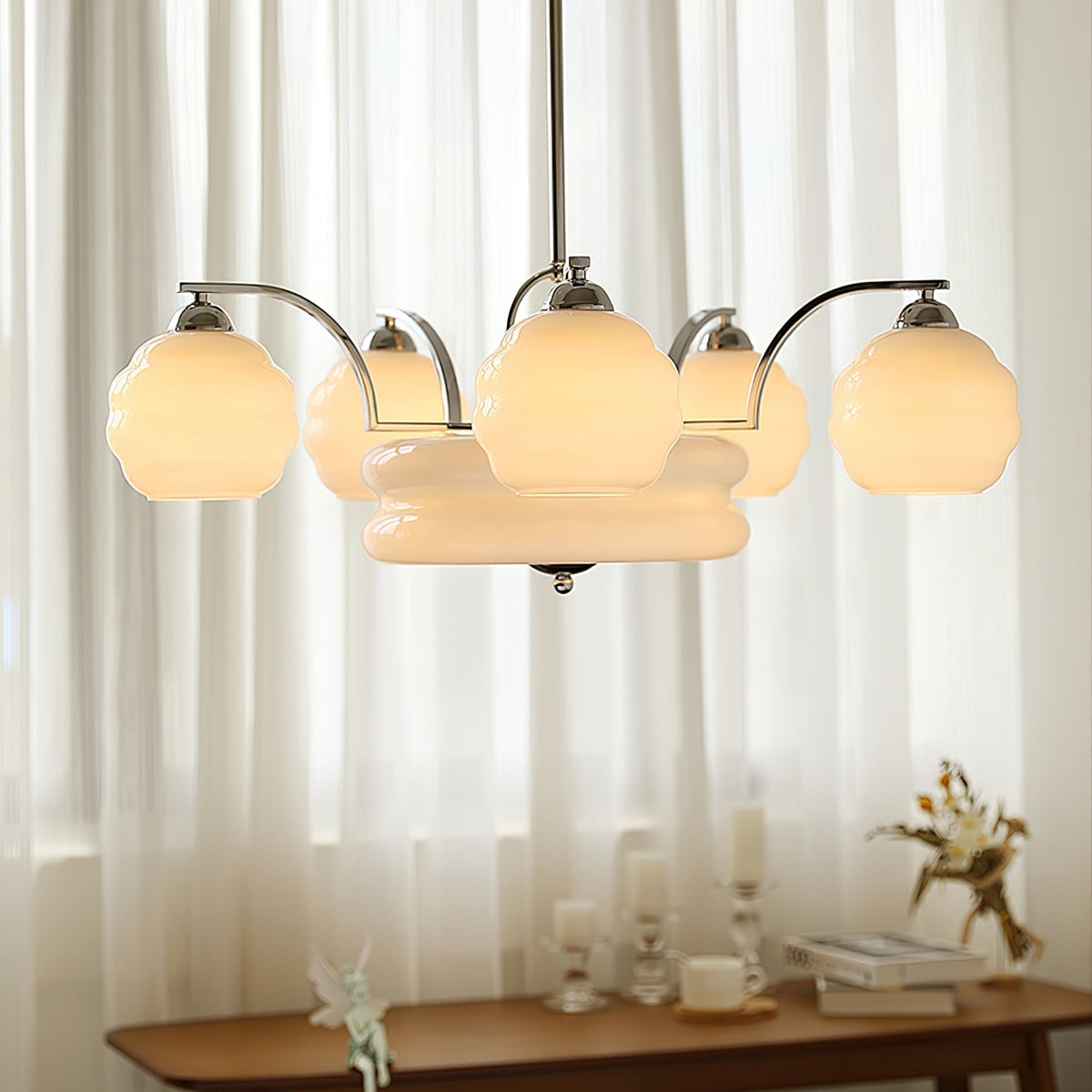 Eviona Lustre Art Déco Vintage avec Abat-jour en Verre