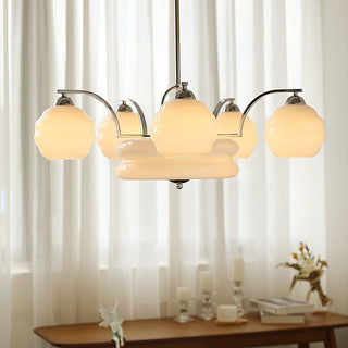 Lustra Lustre Art Déco Vintage avec Abat-jour en Verre