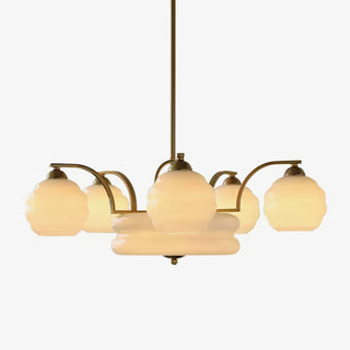Lustra Lustre Art Déco Vintage avec Abat-jour en Verre
