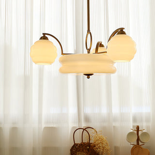 Lustra Lustre Art Déco Vintage avec Abat-jour en Verre