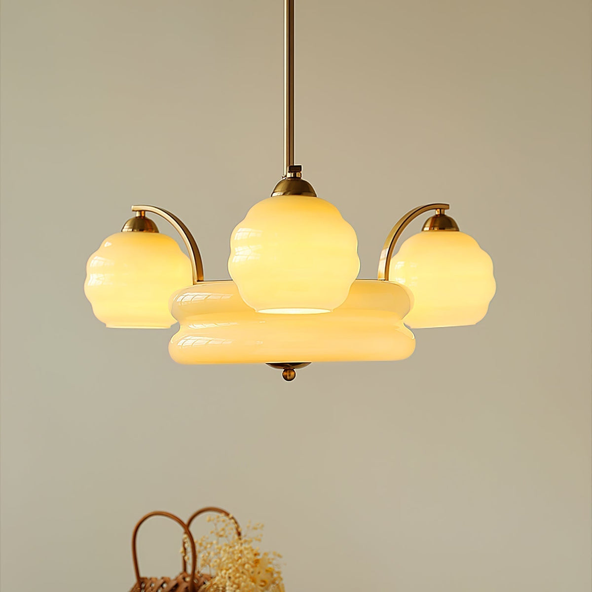 Eviona Lustre Art Déco Vintage avec Abat-jour en Verre