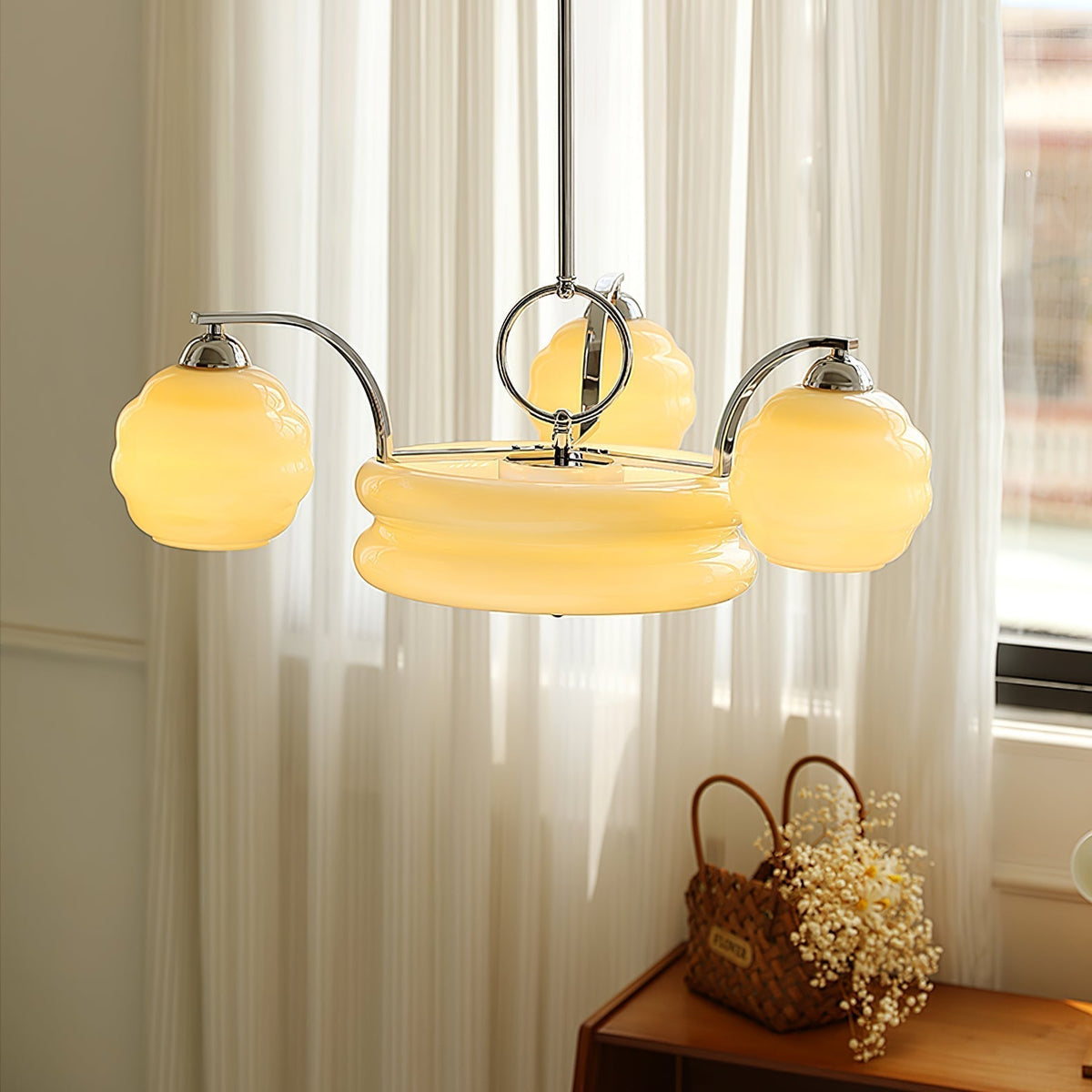 Eviona Lustre Art Déco Vintage avec Abat-jour en Verre