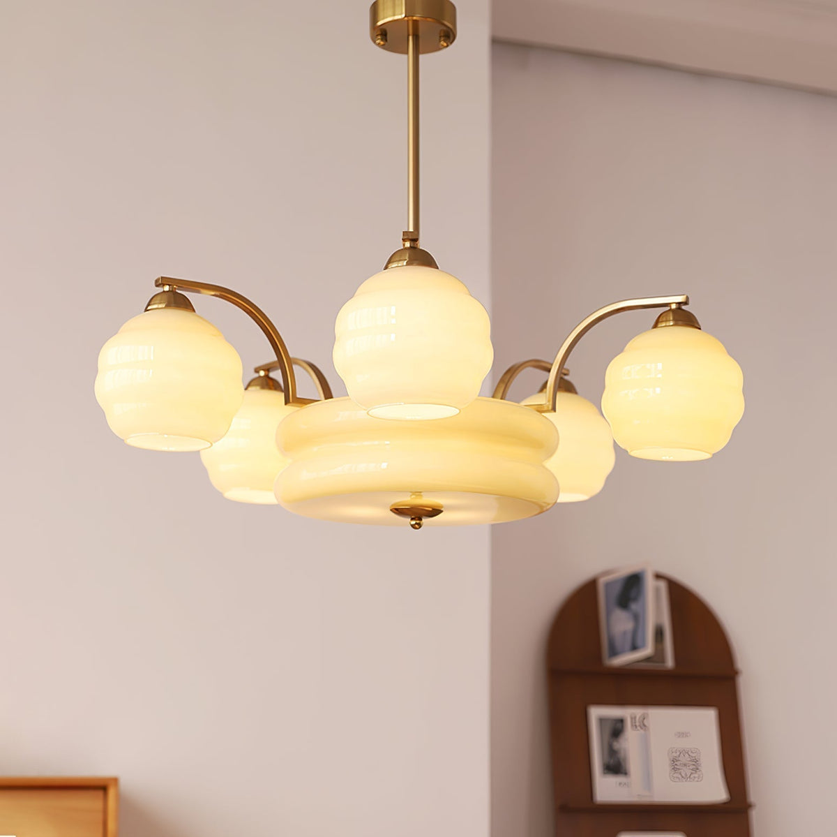 Eviona Lustre Art Déco Vintage avec Abat-jour en Verre