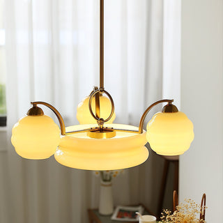 Lustra Lustre Art Déco Vintage avec Abat-jour en Verre