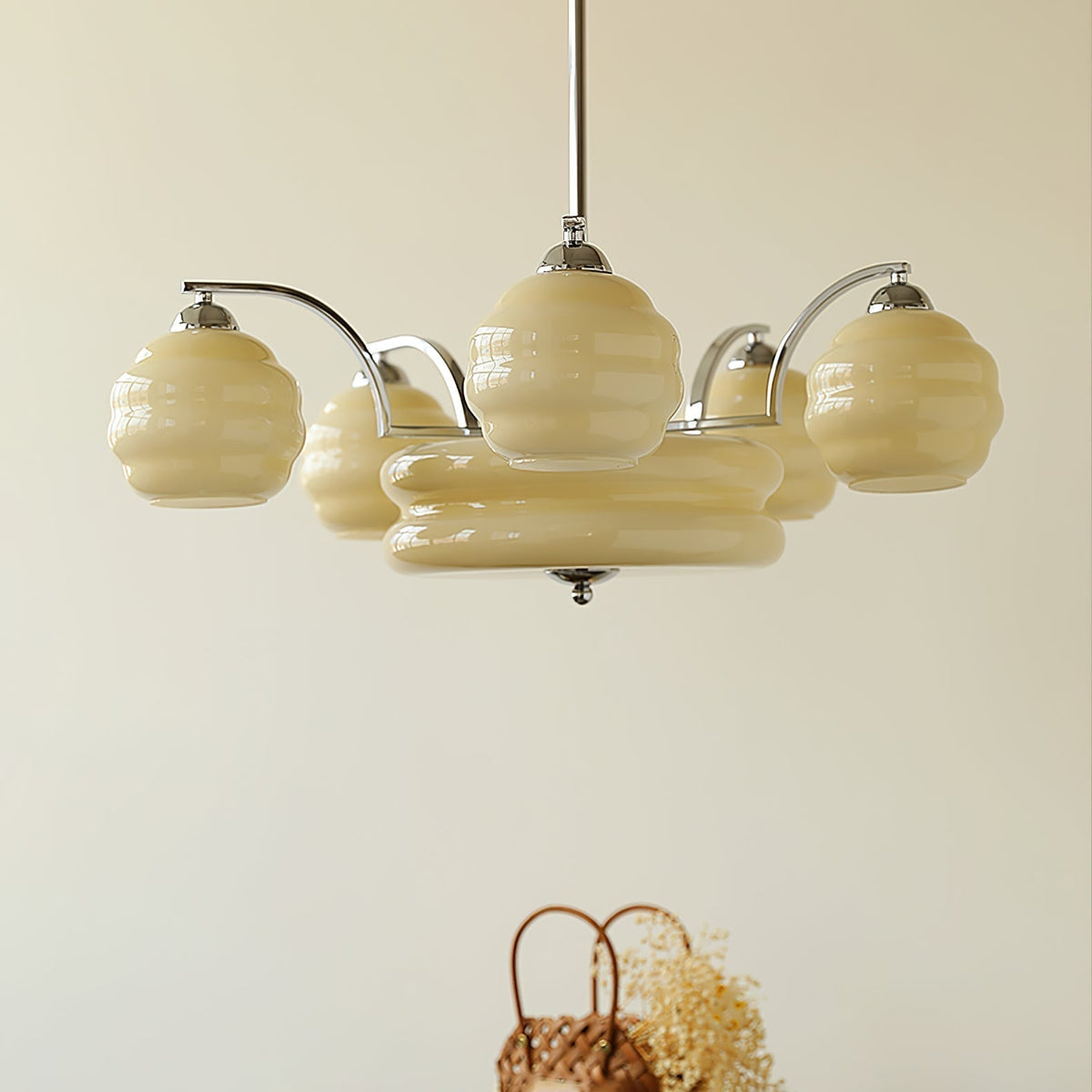 Eviona Lustre Art Déco Vintage avec Abat-jour en Verre
