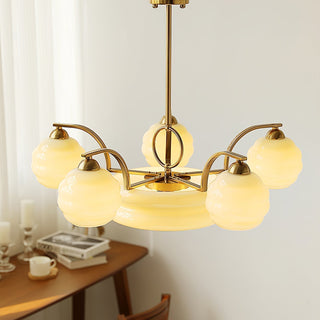 Lustra Lustre Art Déco Vintage avec Abat-jour en Verre