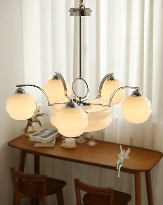 Lustra Lustre Art Déco Vintage avec Abat-jour en Verre
