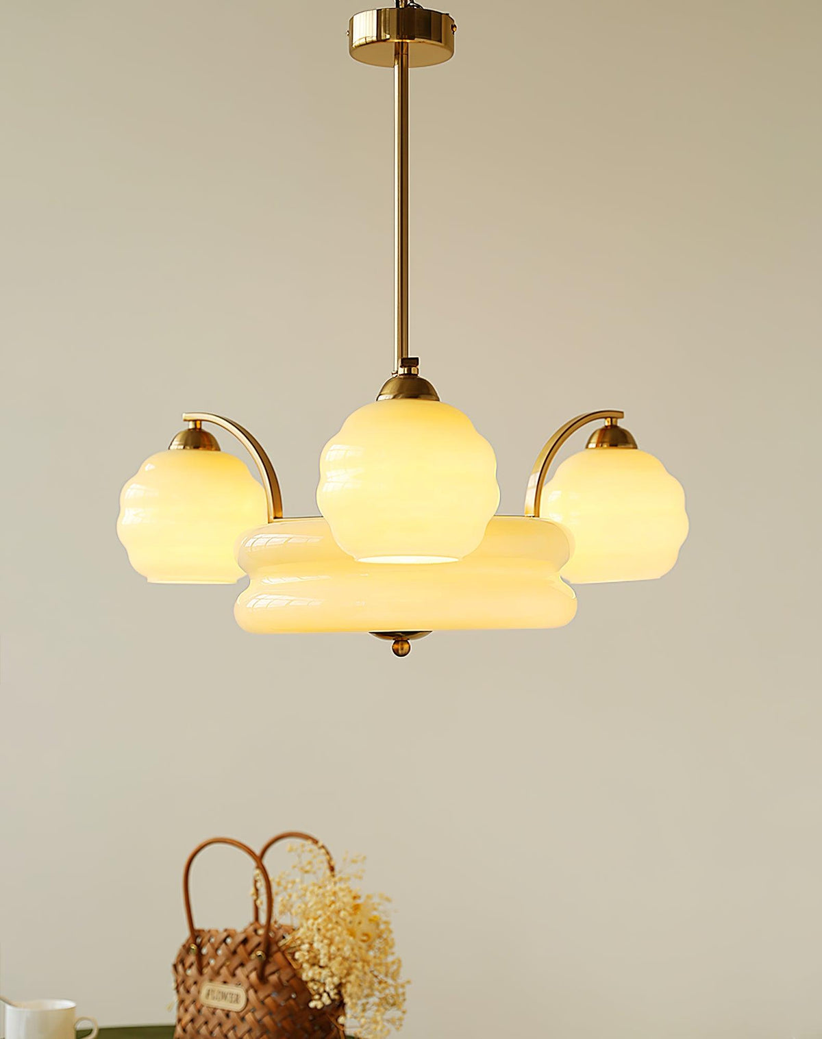 Eviona Lustre Art Déco Vintage avec Abat-jour en Verre