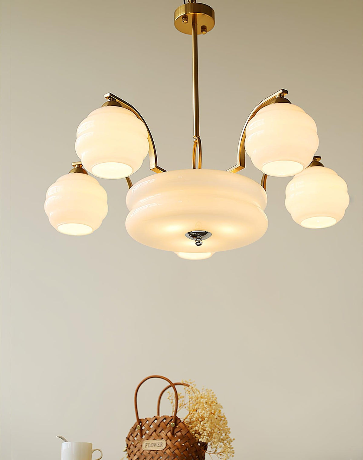 Eviona Lustre Art Déco Vintage avec Abat-jour en Verre