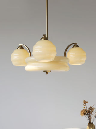 Lustra Lustre Art Déco Vintage avec Abat-jour en Verre