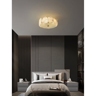 Zoruvys Sophistiqué Disque Plat Albâtre Verre Plafonnier