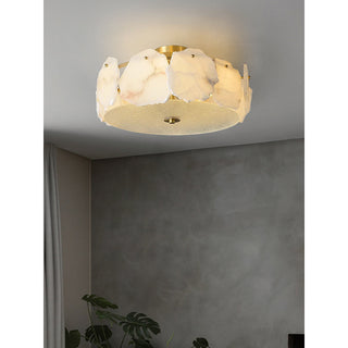 Zoruvys Sophistiqué Disque Plat Albâtre Verre Plafonnier