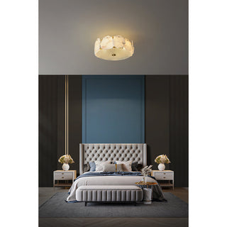 Zoruvys Sophistiqué Disque Plat Albâtre Verre Plafonnier