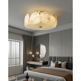 Zoruvys Sophistiqué Disque Plat Albâtre Verre Plafonnier