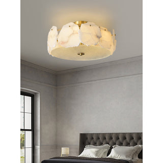 Zoruvys Sophistiqué Disque Plat Albâtre Verre Plafonnier